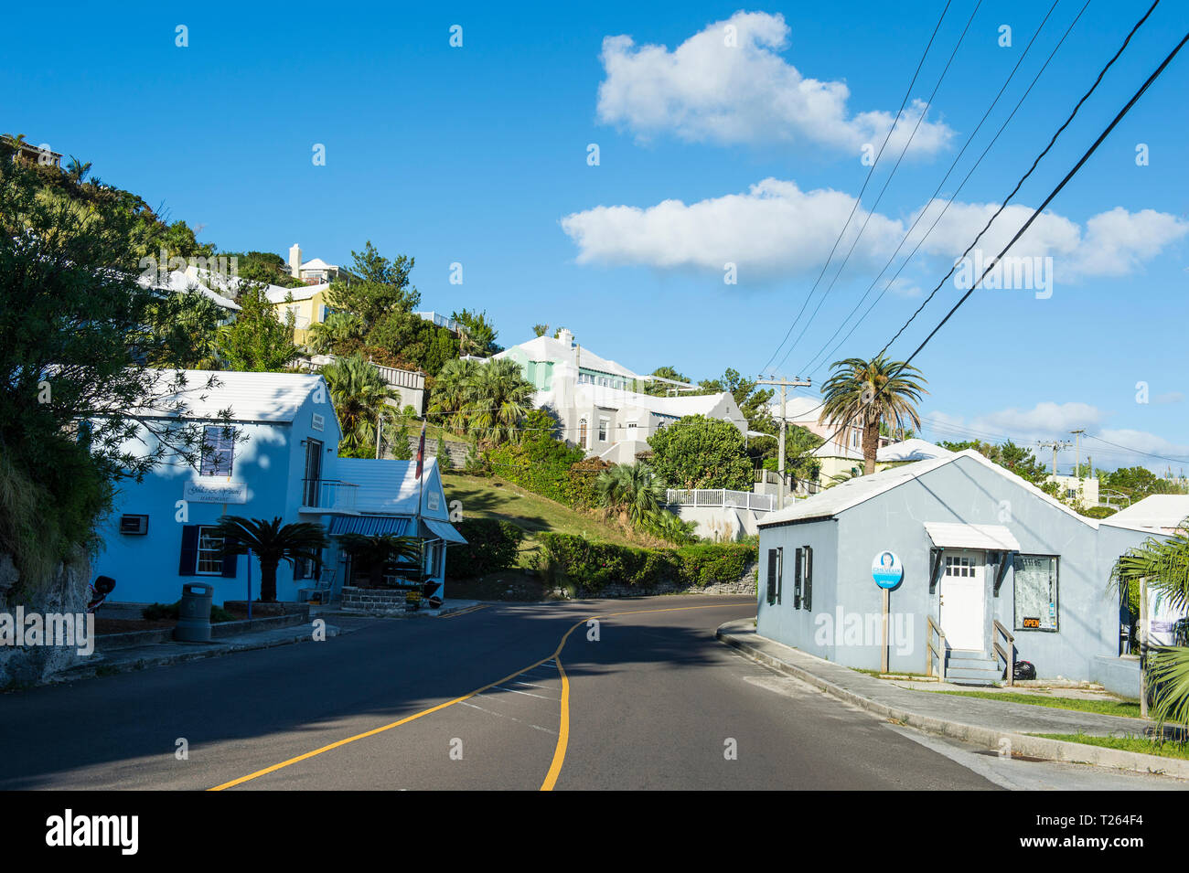 Bermuda, St. George's, Colonial houses and street Stock Photo