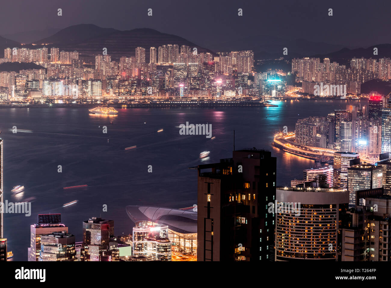 Hong Kong, Causeway Bay, cityscape at night Stock Photo