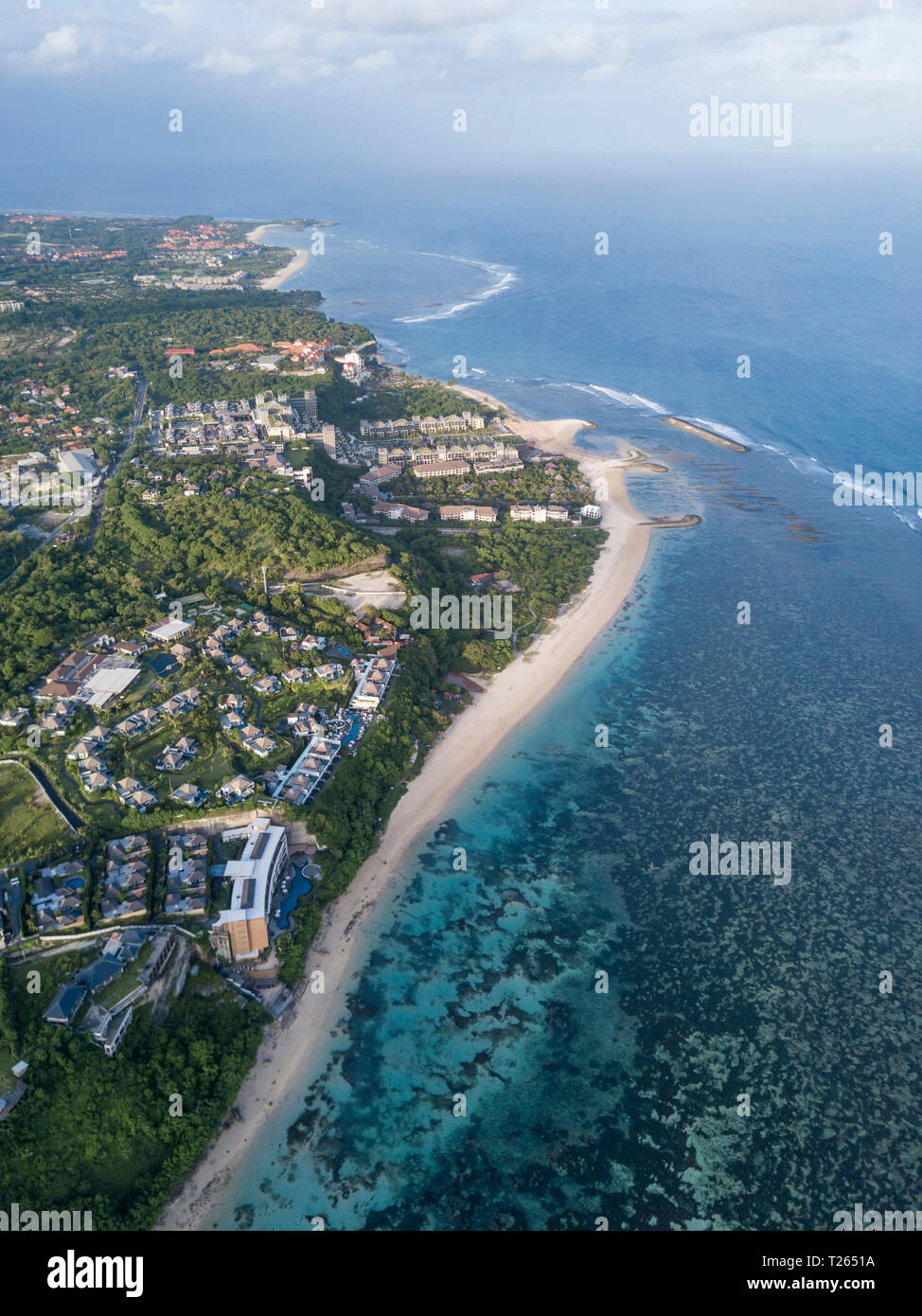 Indonesia, Bali, Aerial view of Hotel facility at Nusa Dua beach Stock Photo