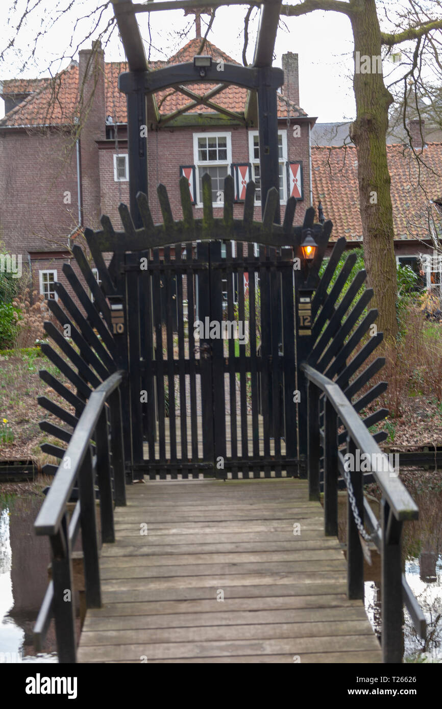 Metal entrance on a bridge in Heeze castle,Netherlands Stock Photo