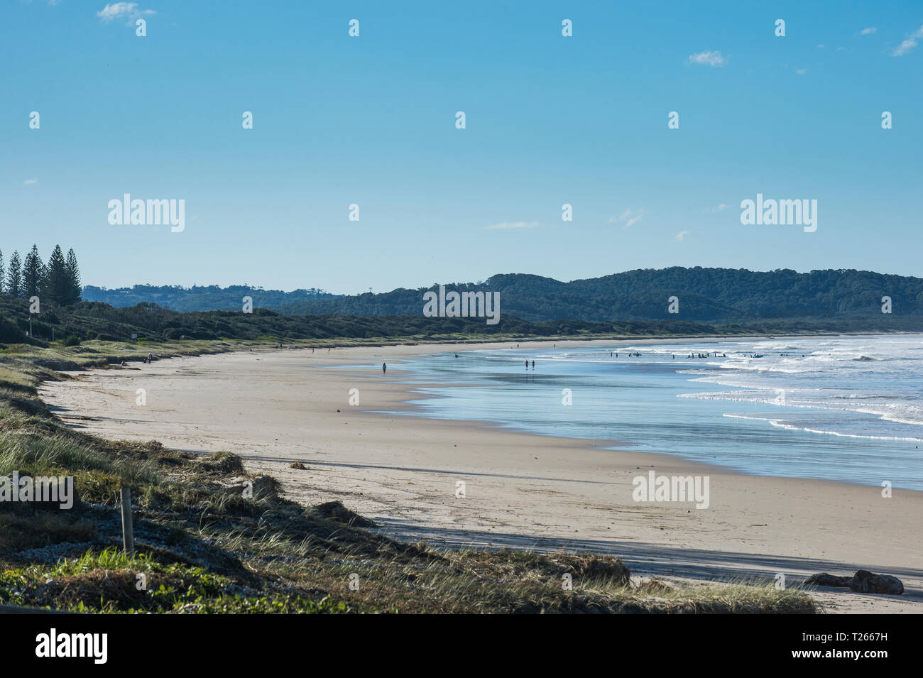 Australia, Queensland, Byron Bay, Long sandy beach in Lennox head Stock