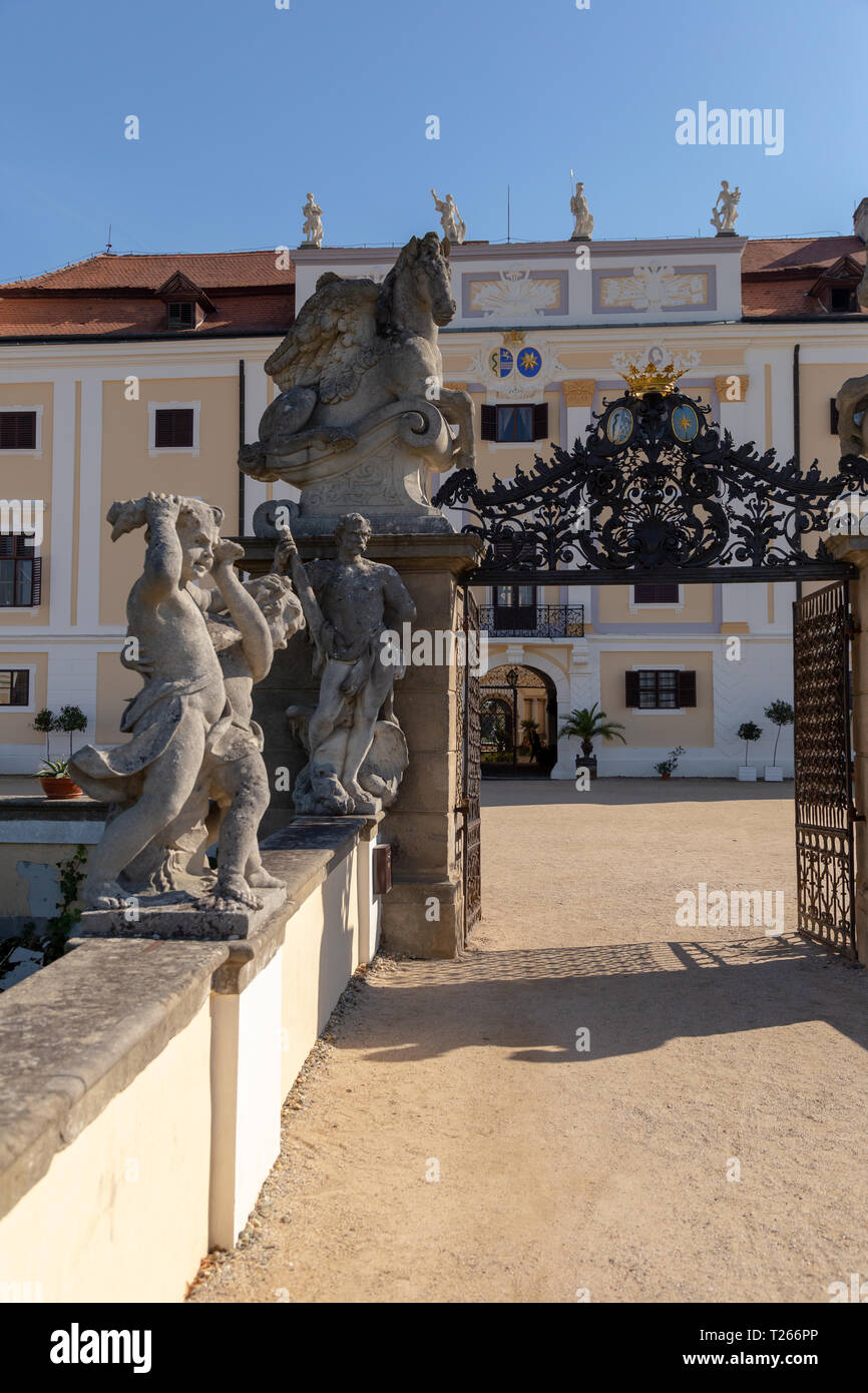 State Milotice Castle, pearl of South Moravia, is a uniquely preserved complex of baroque buildings and garden architecture Stock Photo