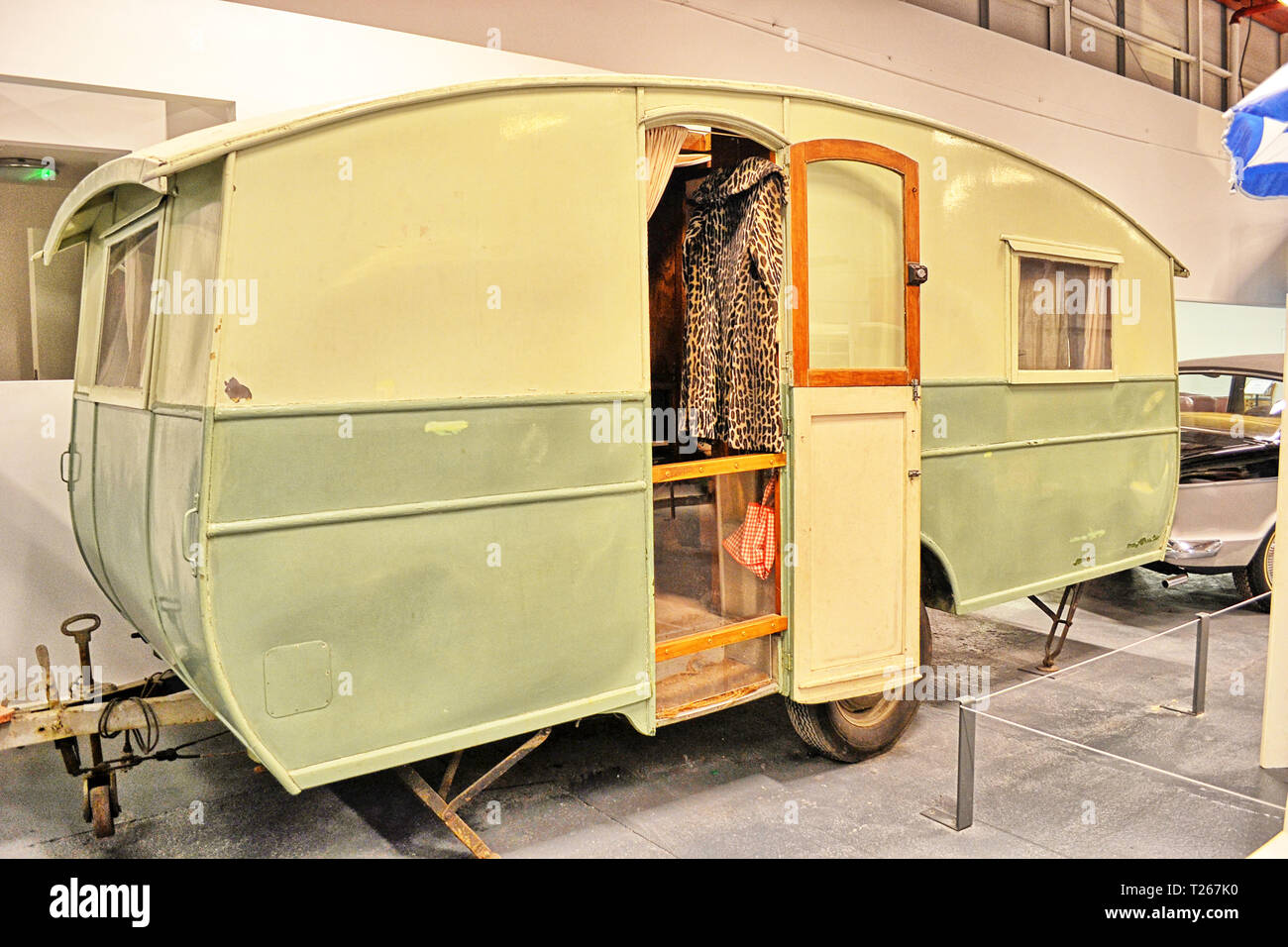 A 1938 Eccles Caravan at Coventry Transport Museum, Coventry, West Midlands, UK Stock Photo