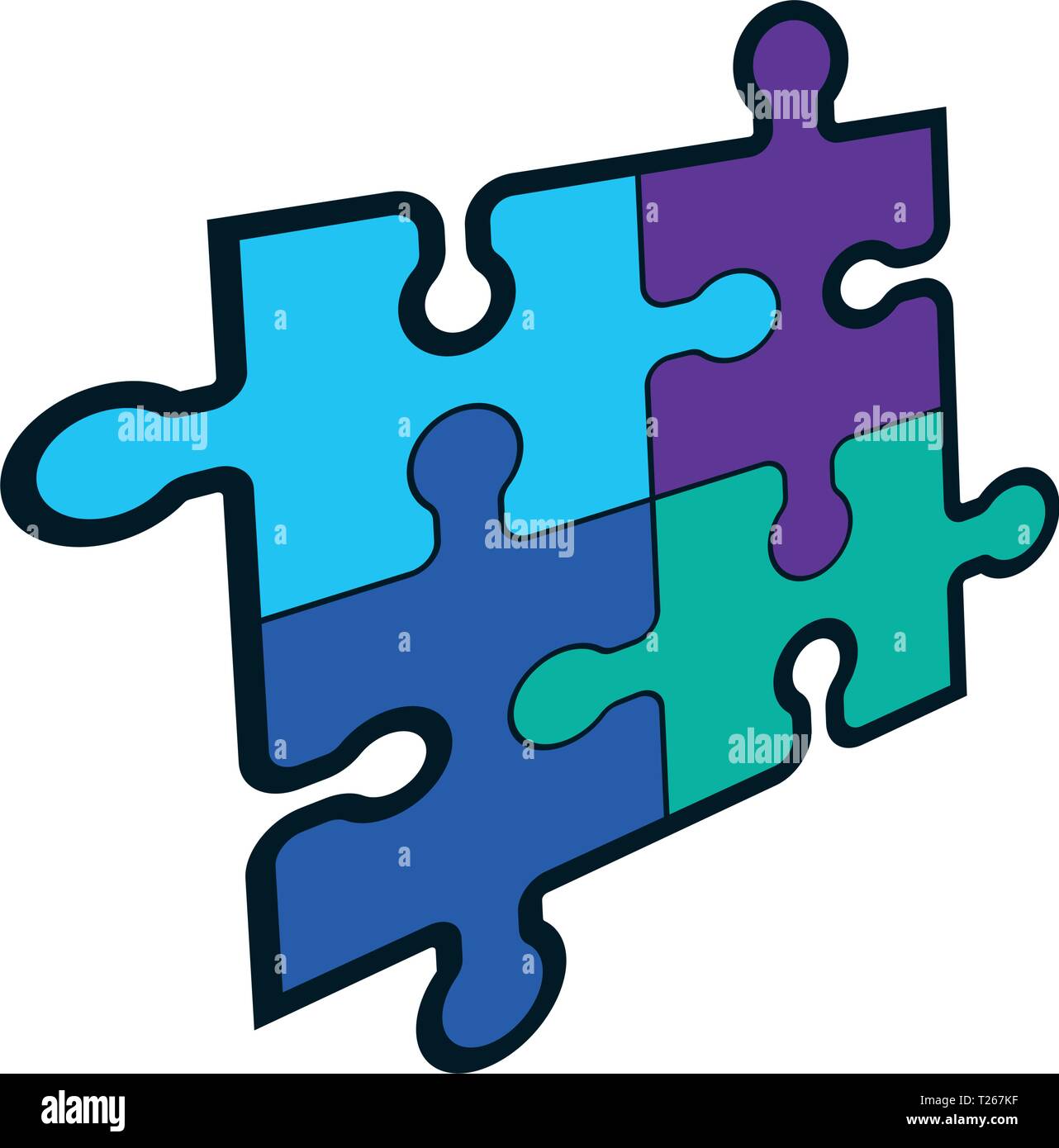 Four piece puzzle. 4 step process diagram. Four section. Square schedule diagram. Isolated, white. Vector Stock Vector
