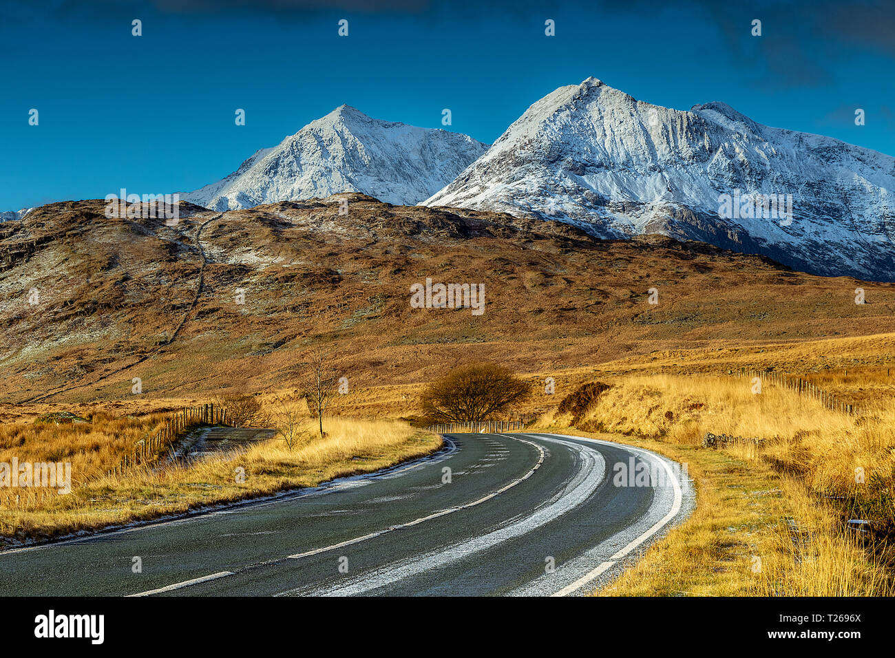 The road to Snowdon. January 2019 Stock Photo