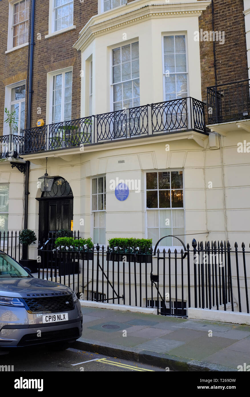 Former home of John Lennon at 34 Montagu Square, London, Uk Stock Photo ...