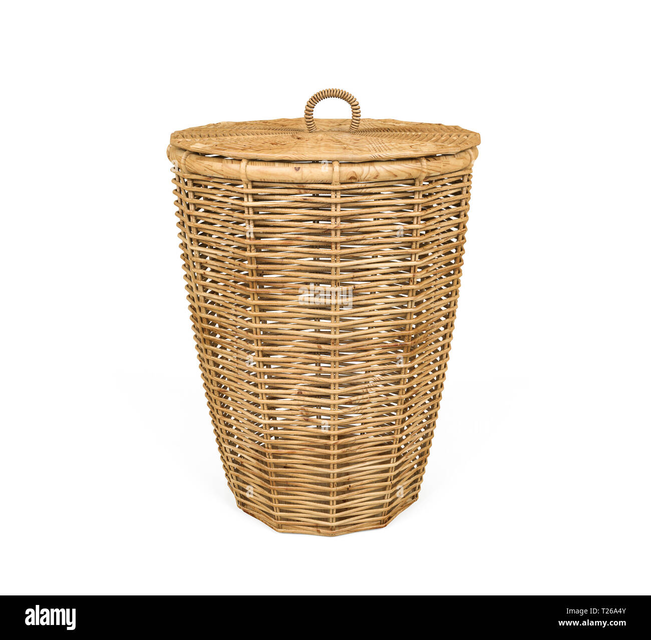 Rattan basket with lid isolated on white background, 3D Rendering Stock ...