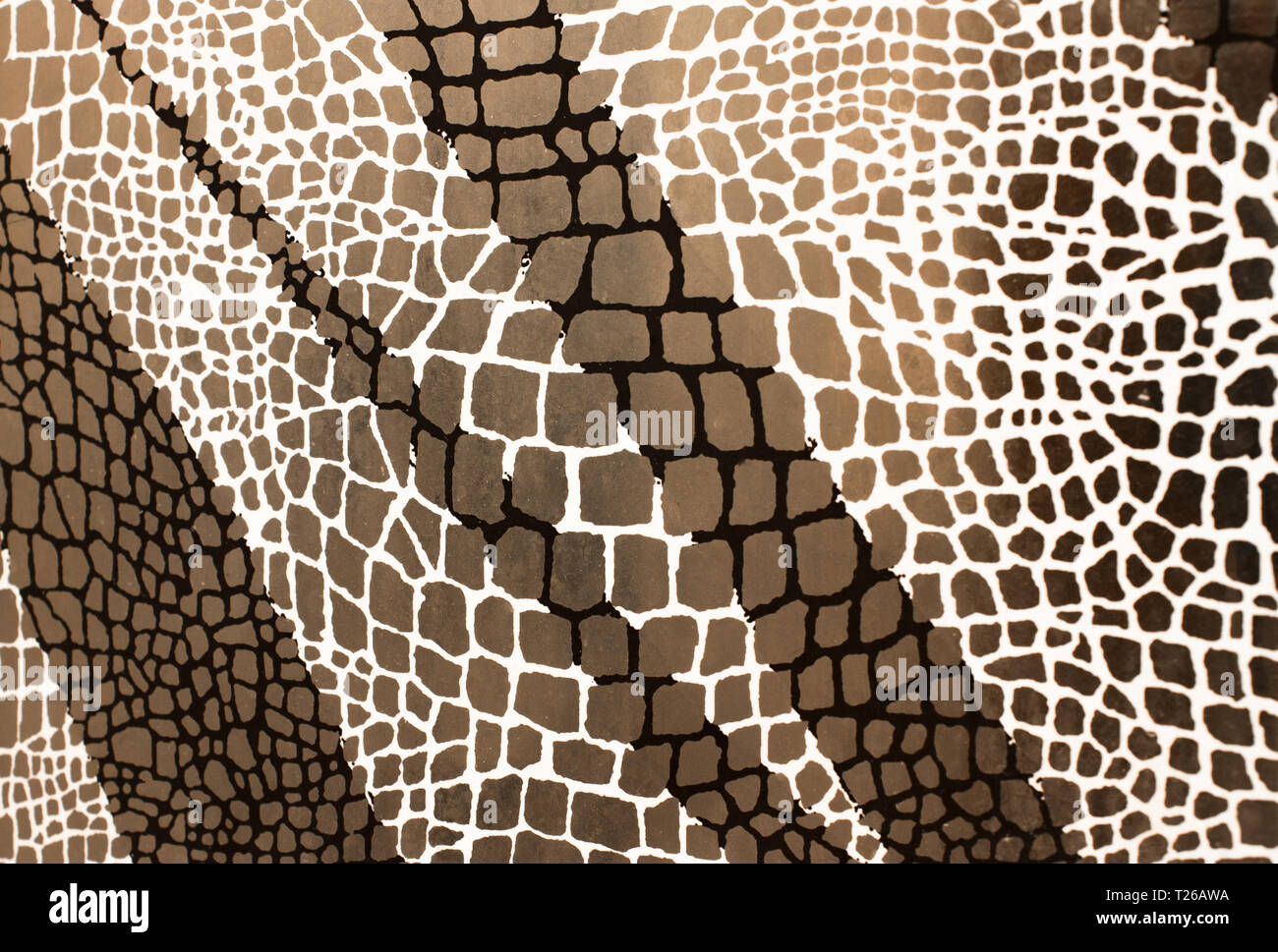 wet ceramic tile background with black and white grid pattern on grey Stock Photo