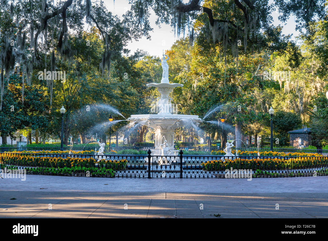 Fountain in Forsyth Park in Savannah, Georgia Stock Photo