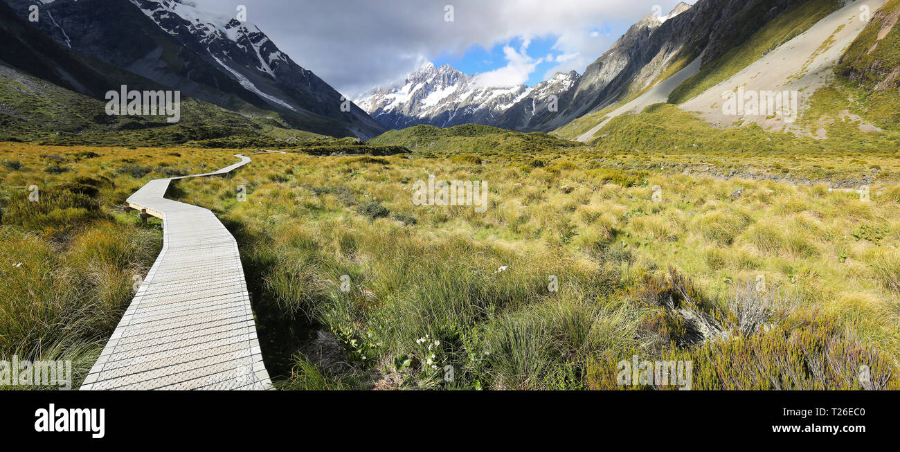 Hooker Valley Track at Mount Cook National Park - New Zealand Stock Photo