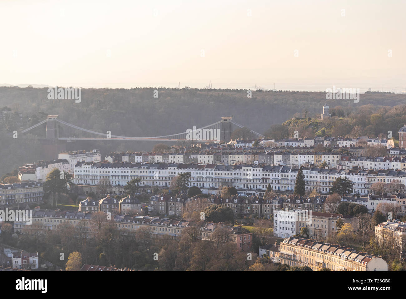 The Clifton Suspension Bridge and the grand houses of Royal York