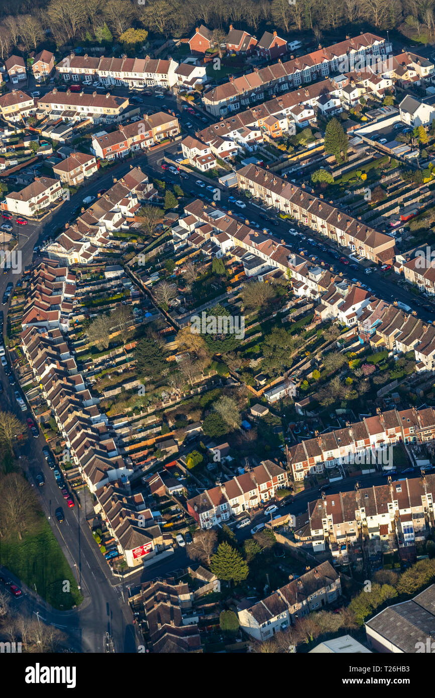 Suburban streets in Bristol's commuter land to the east of the city ...
