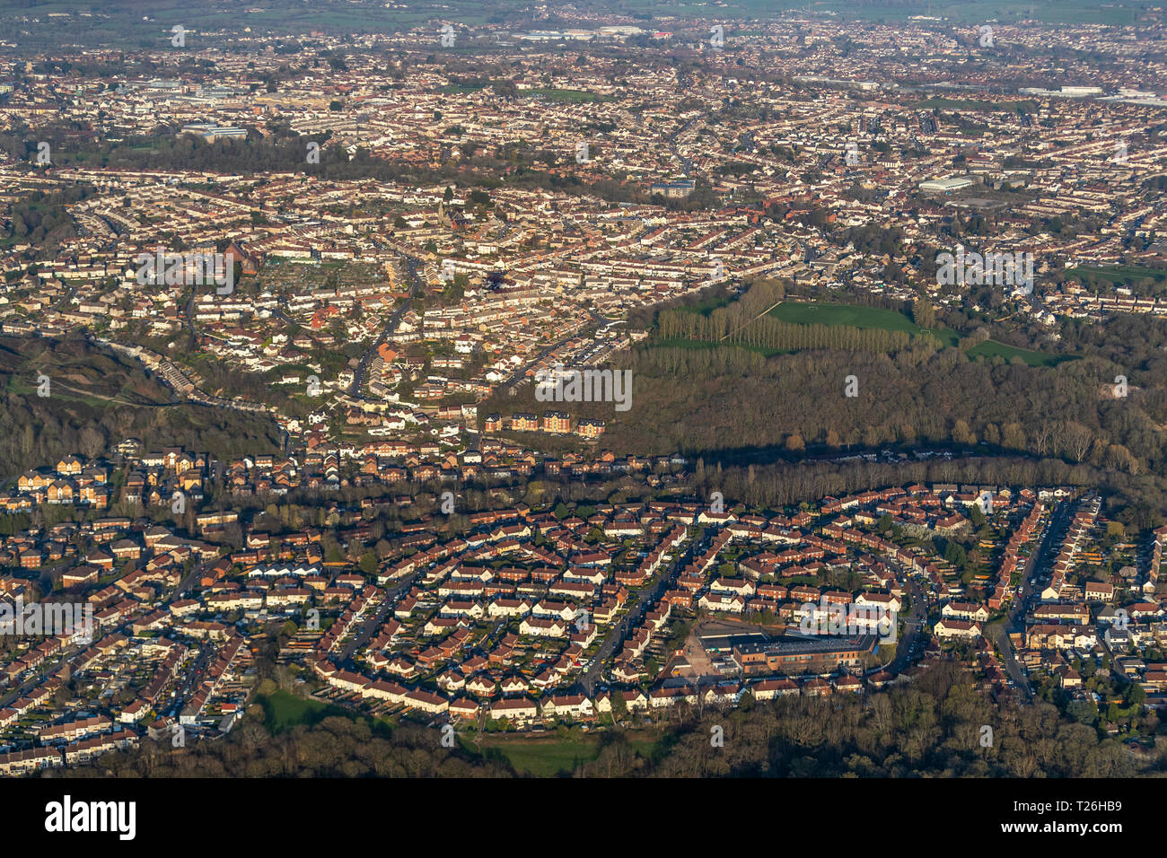 Suburban streets in Bristol's commuter land to the east of the city ...