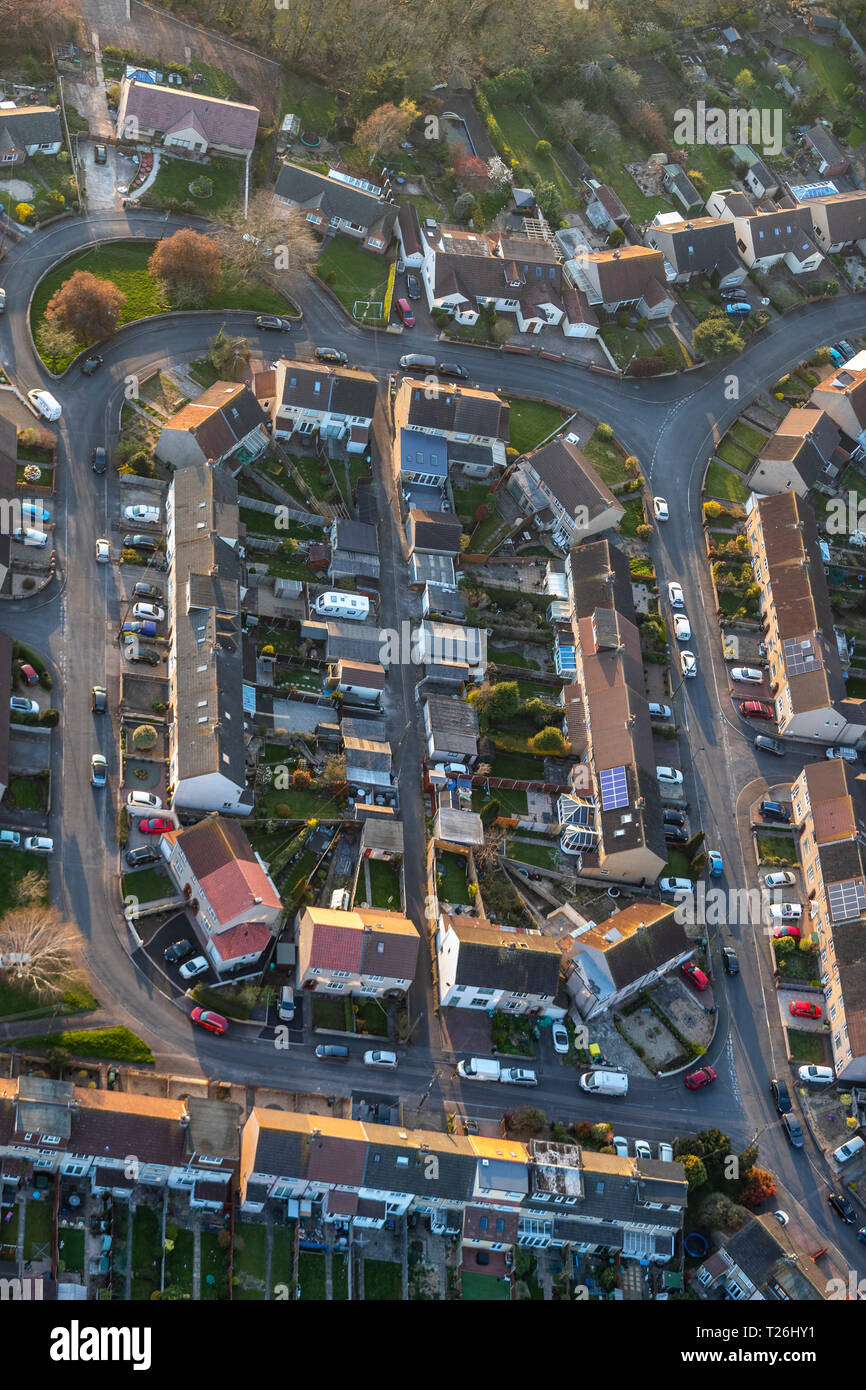 Marion Road houses, Hanham Common, Bristol from the air Stock Photo Alamy