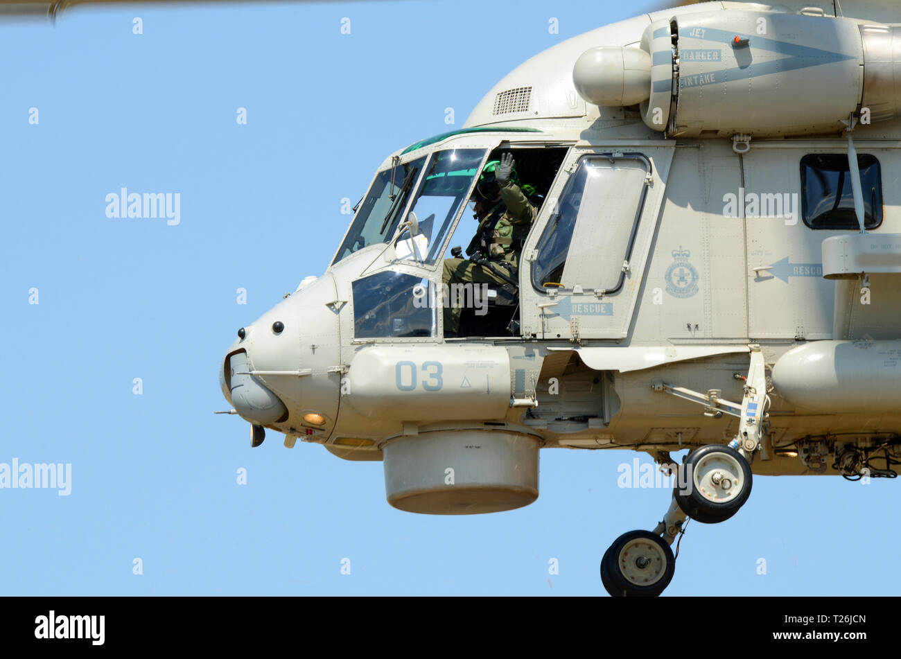 Royal New Zealand Navy Kaman SH-2 Seasprite, SH-2G Super Seasprite helicopter NZ3603 flying at Wings over Wairarapa airshow. Sea sprite Stock Photo