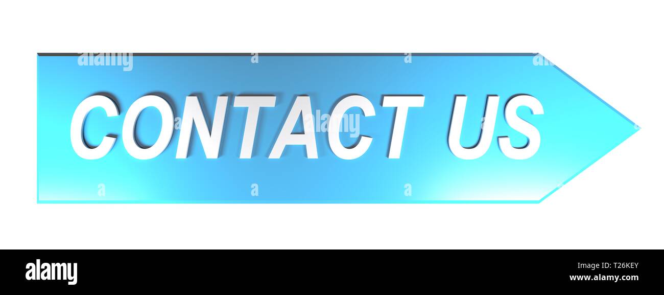 CONTACT US on blue arrow - 3D rendering Stock Photo - Alamy
