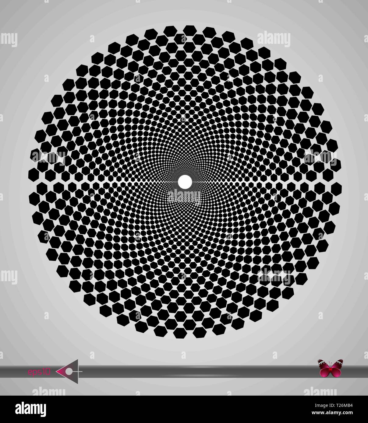 Vector Black and White Spiral Circles Swirl Abstract Round Optical ...