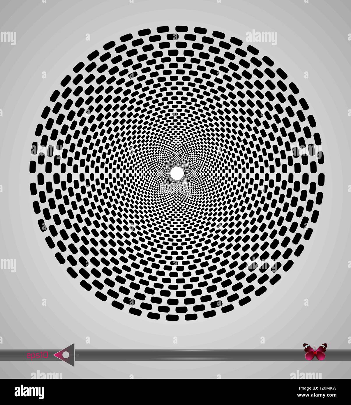 Vector Black and White Spiral Circles Swirl Abstract Round Optical ...