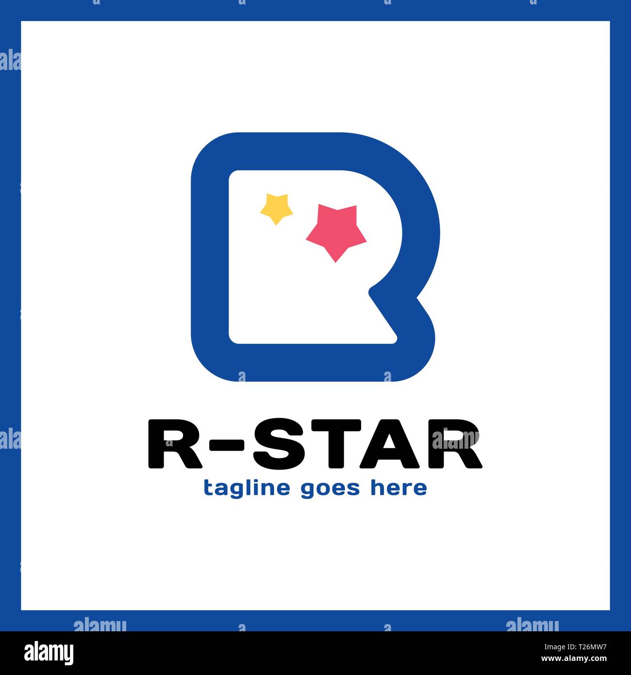 Round Letter R Two Star Logo. Stock Vector
