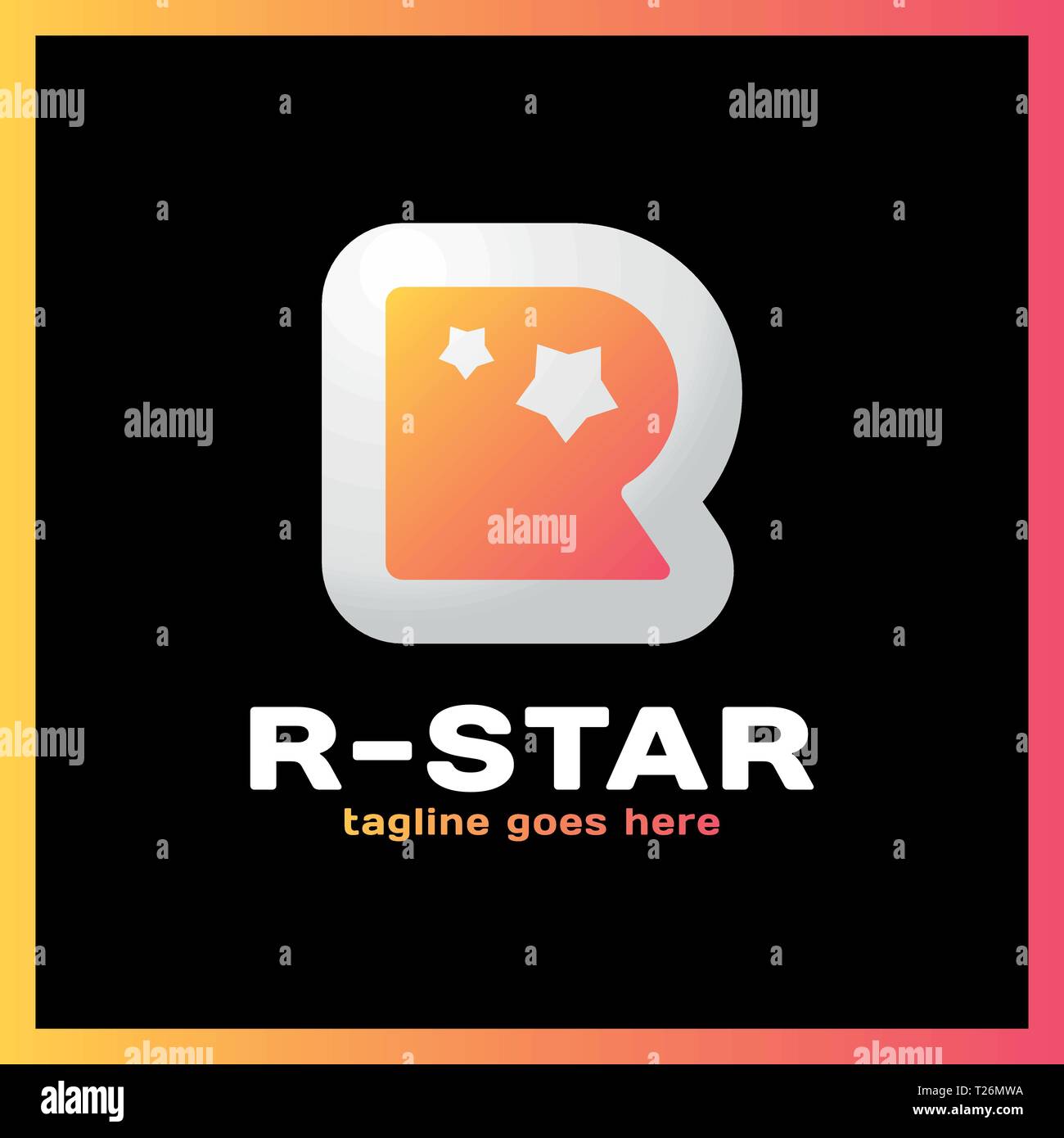 Round Letter R Two Star Logo. Stock Vector