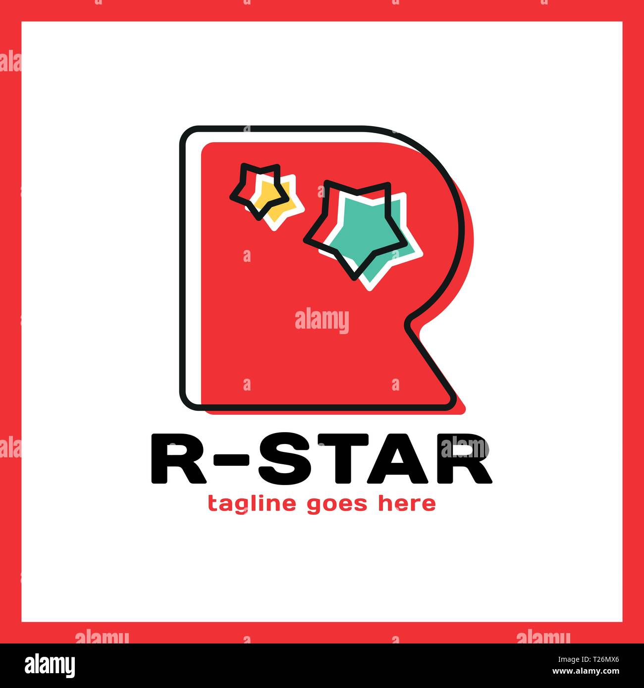 Round Letter R Two Star Logo Stock Vector Art Illustration