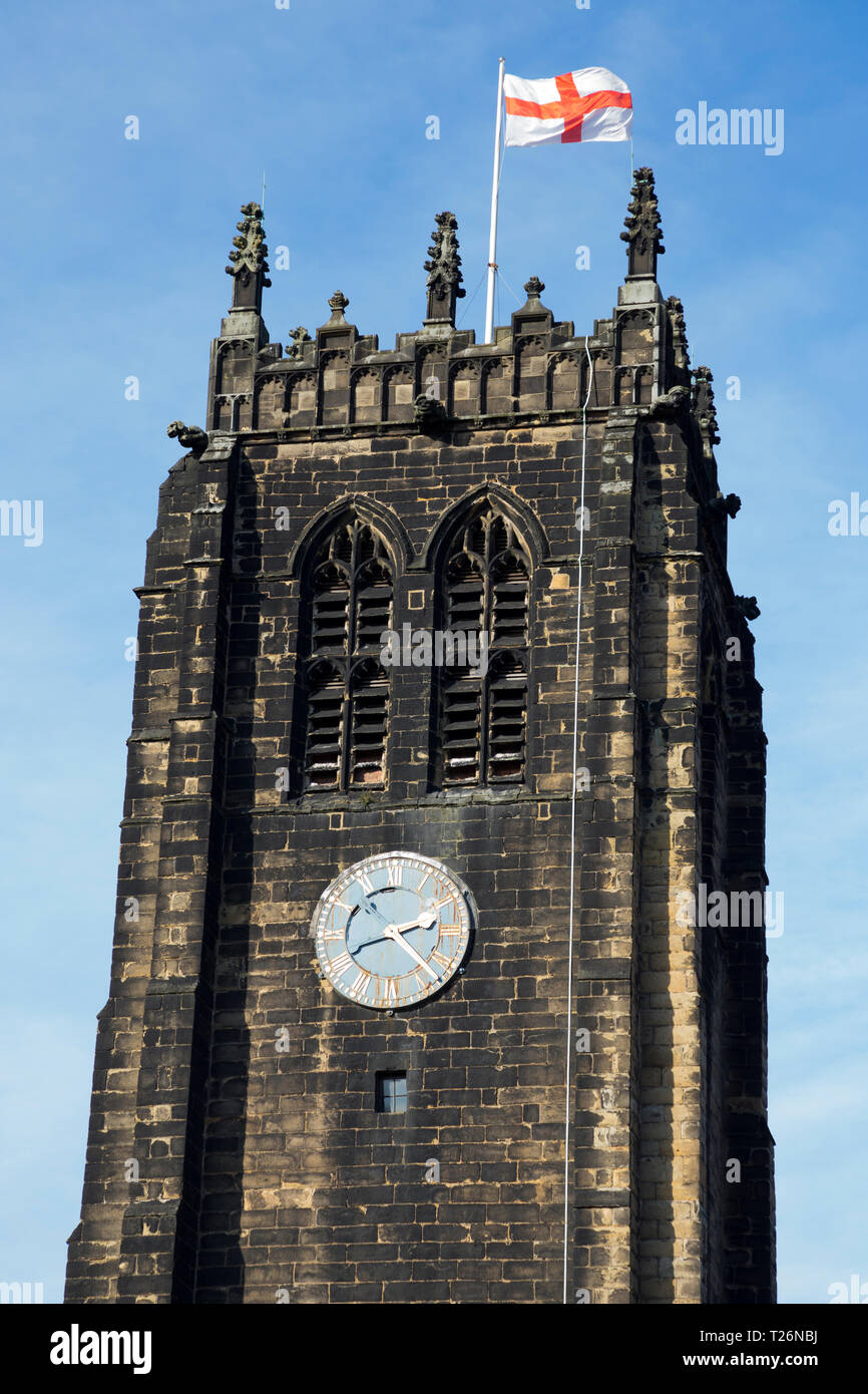 The bell tower (flying the English flag / cross of St and clock