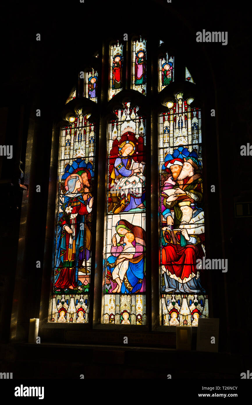 Stained glass windows of the Holdsworth Chapel in Halifax Minster. West