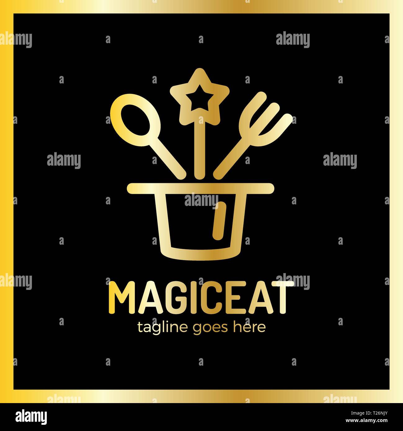 Magic Eat Logo. Spoon, fork, star, surprise, logotype. Luxury, royal ...