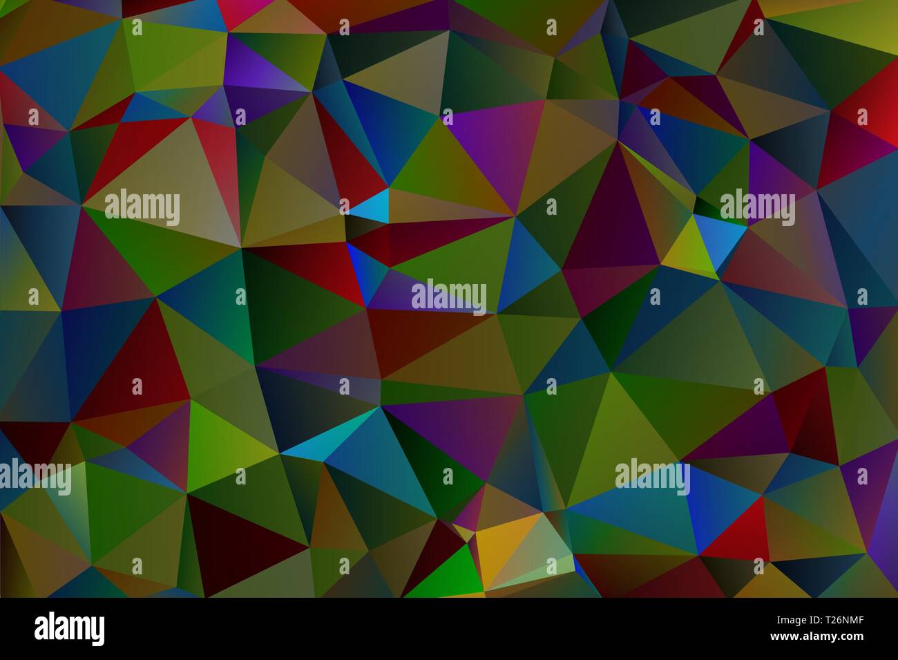 Dark abstract background of multicolored triangles Stock Vector