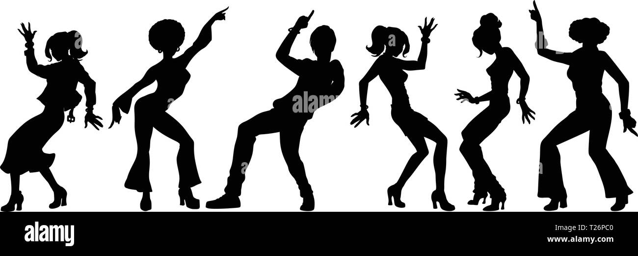 Silhouettes Collection Set Young People Dancing Men Women Boys Girls Pop Art Retro Vector Illustration Kitsch Vintage Stock Vector Image Art Alamy