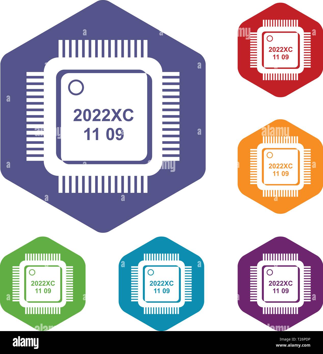 System microchip icons vector hexahedron Stock Vector