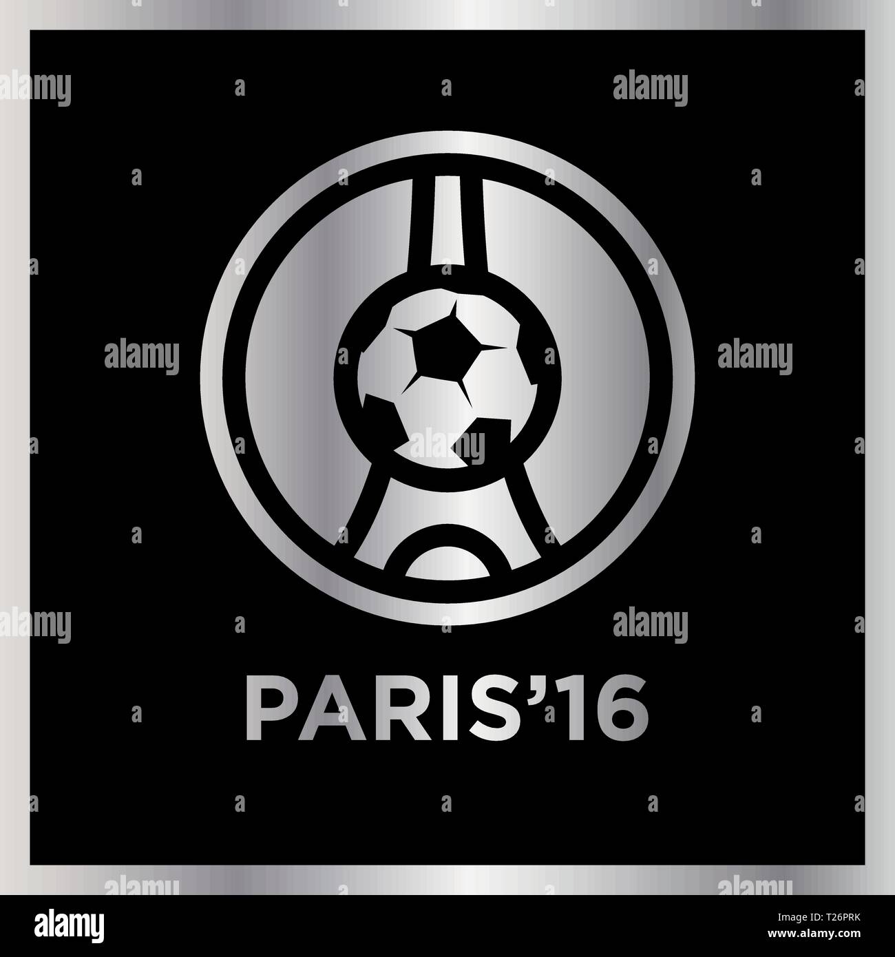 Football Or Soccer France Euro 16 Logos Eiffel Tower Logo Paris Icon Design Luxury Royal Silver Stock Vector Image Art Alamy