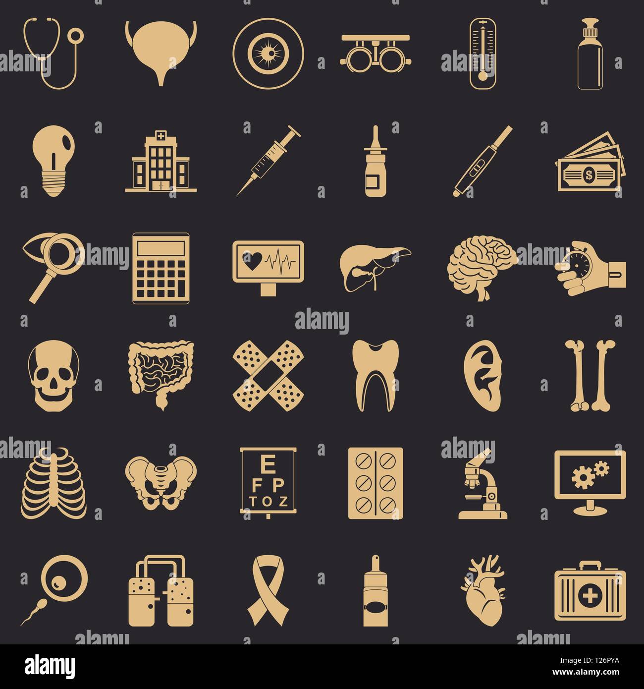 Diagnostic icons set, simple style Stock Vector