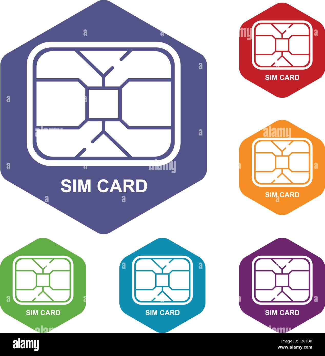Central microchip icons vector hexahedron Stock Vector