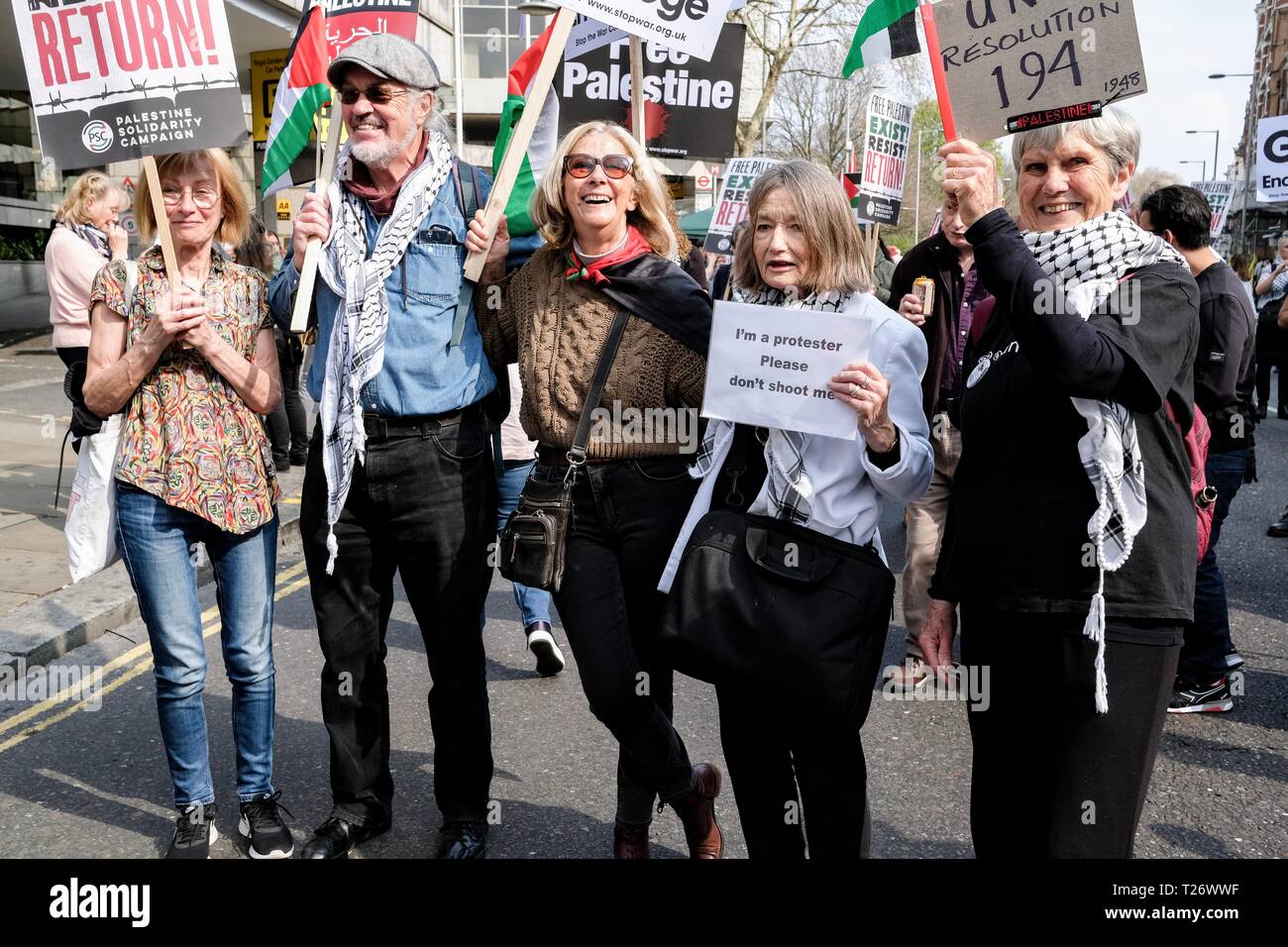 London, United Kingdom. 30th March 2019. Rally for Palestine in London United Kingdom, 30th March 2019 Credit: Rokas Juozapavicius/Alamy Live News Stock Photo