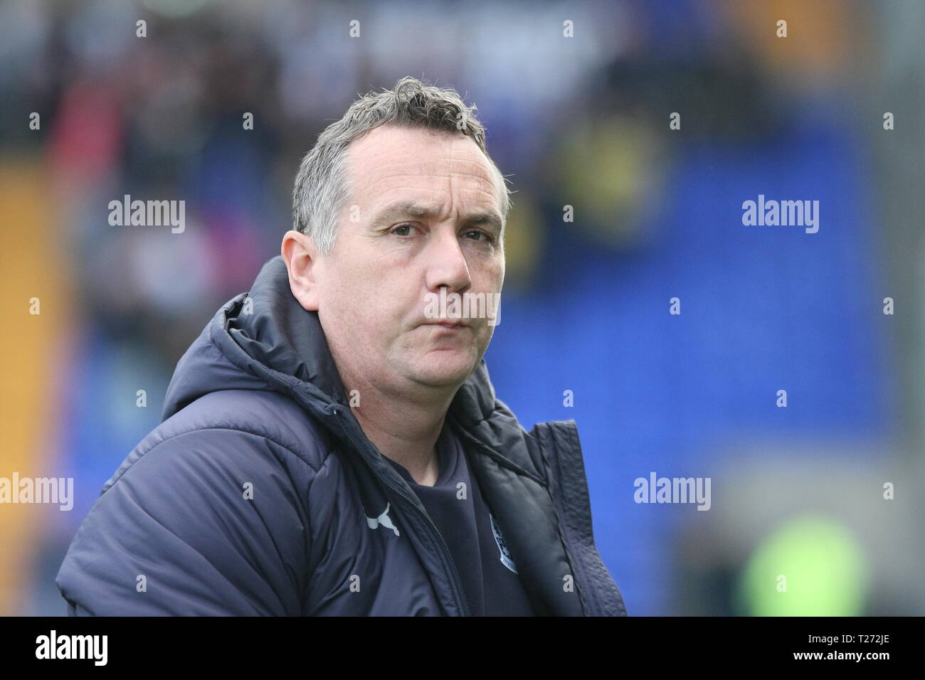 Birkenhead, Wirral, UK. 30th March, 2019. Tranmere Rovers Manager Micky Mellon ahead of the EFL League Two match with Carlisle United at Prenton Park which Tranmere Rovers won 3-0. Stock Photo