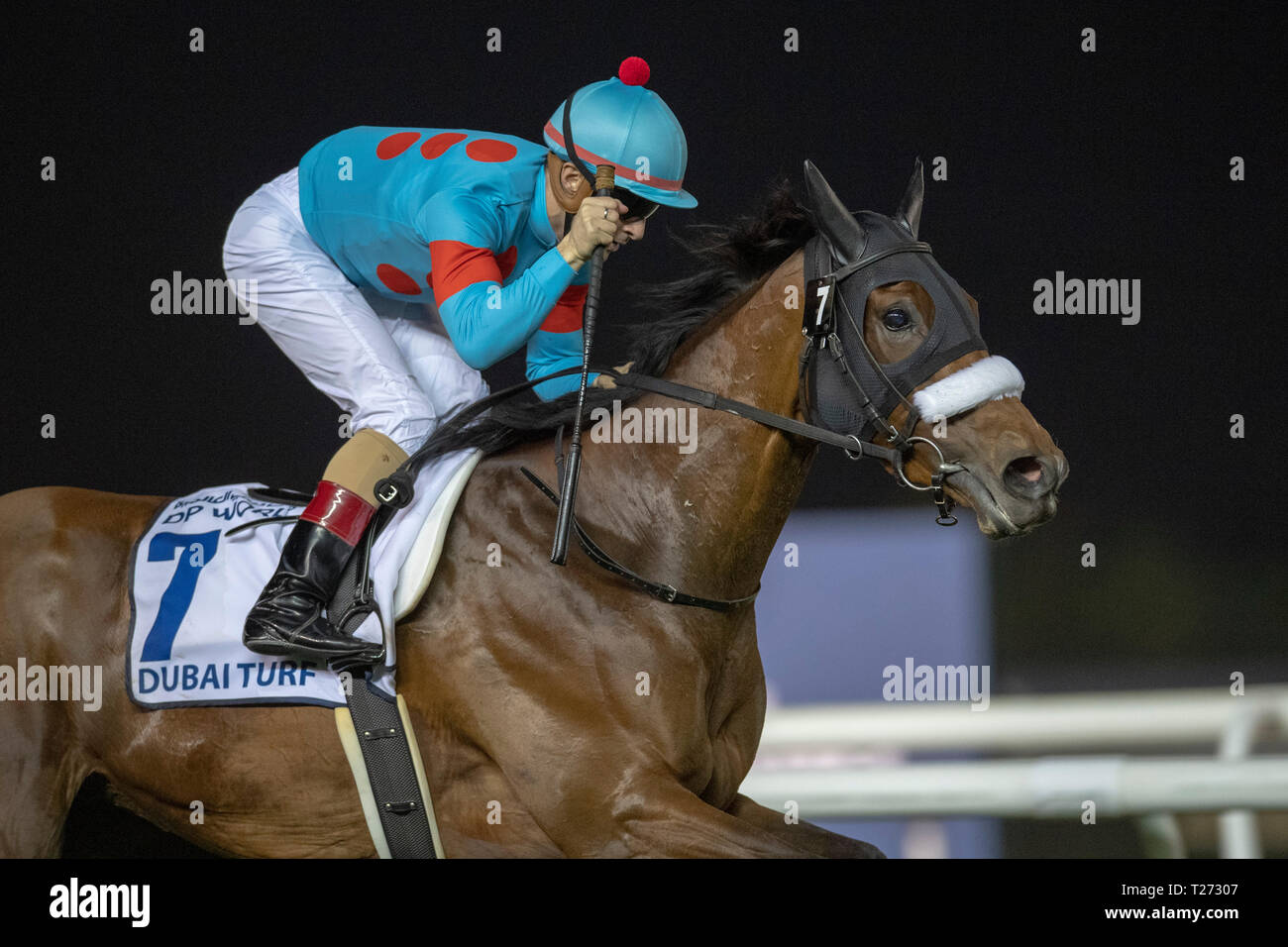 Dubai, UAE. 30th Mar, 2019. Almond Eye, ridden by Christophe Lemaire