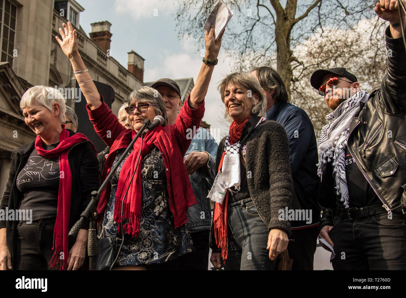 London, UK. 30 March, 2019. Palestinians and supporters gathered outside of the Israeli Embassy in London to mark the beginning of Nakba and to call on the global community to hold Israel to account for their violation of human rights and International law. David Rowe/ Alamy Live News. Stock Photo