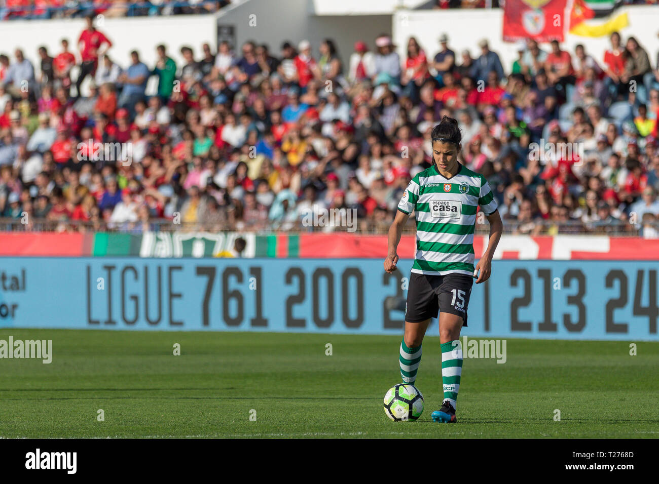 Lisbon, Portugal. 30th March 2019. Sporting's defender from Portugal Carole Costa (15) in action during the game of the Vicente Lucas Trophy between SL Benfica vs Sporting CP © Alexandre de Sousa/Alamy Live News Stock Photo