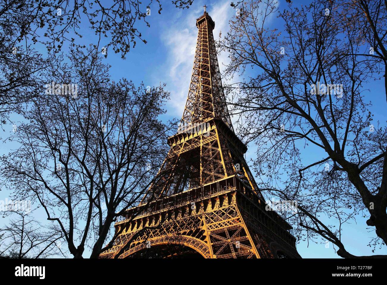 (190331) -- BEIJING, March 31, 2019 (Xinhua) -- Photo taken on March 30, 2019 shows the Eiffel Tower in Paris, capital of France. The landmark of Paris will celebrate its 130th birthday on March 31. Stock Photo