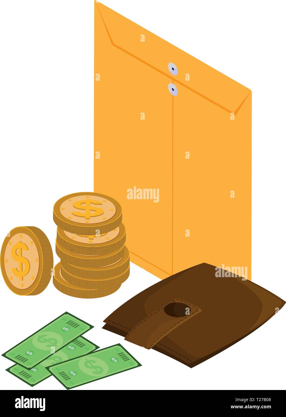 manila envelope with wallet money vector illustration design Stock