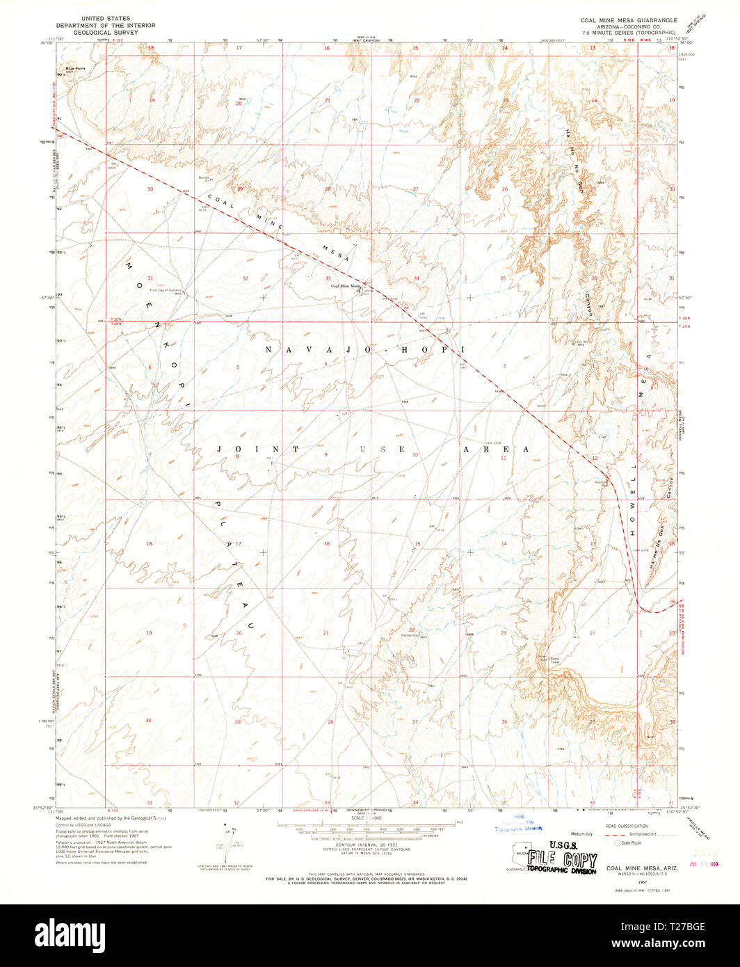 USGS TOPO Map Arizona AZ Coal Mine Mesa 310924 1967 24000 Restoration