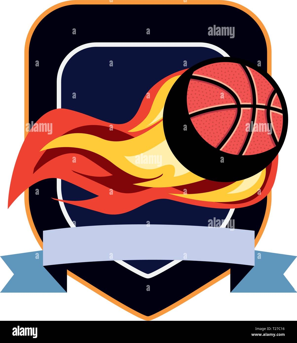 basketball ball enveloped in fire flames vector illustration Stock Vector