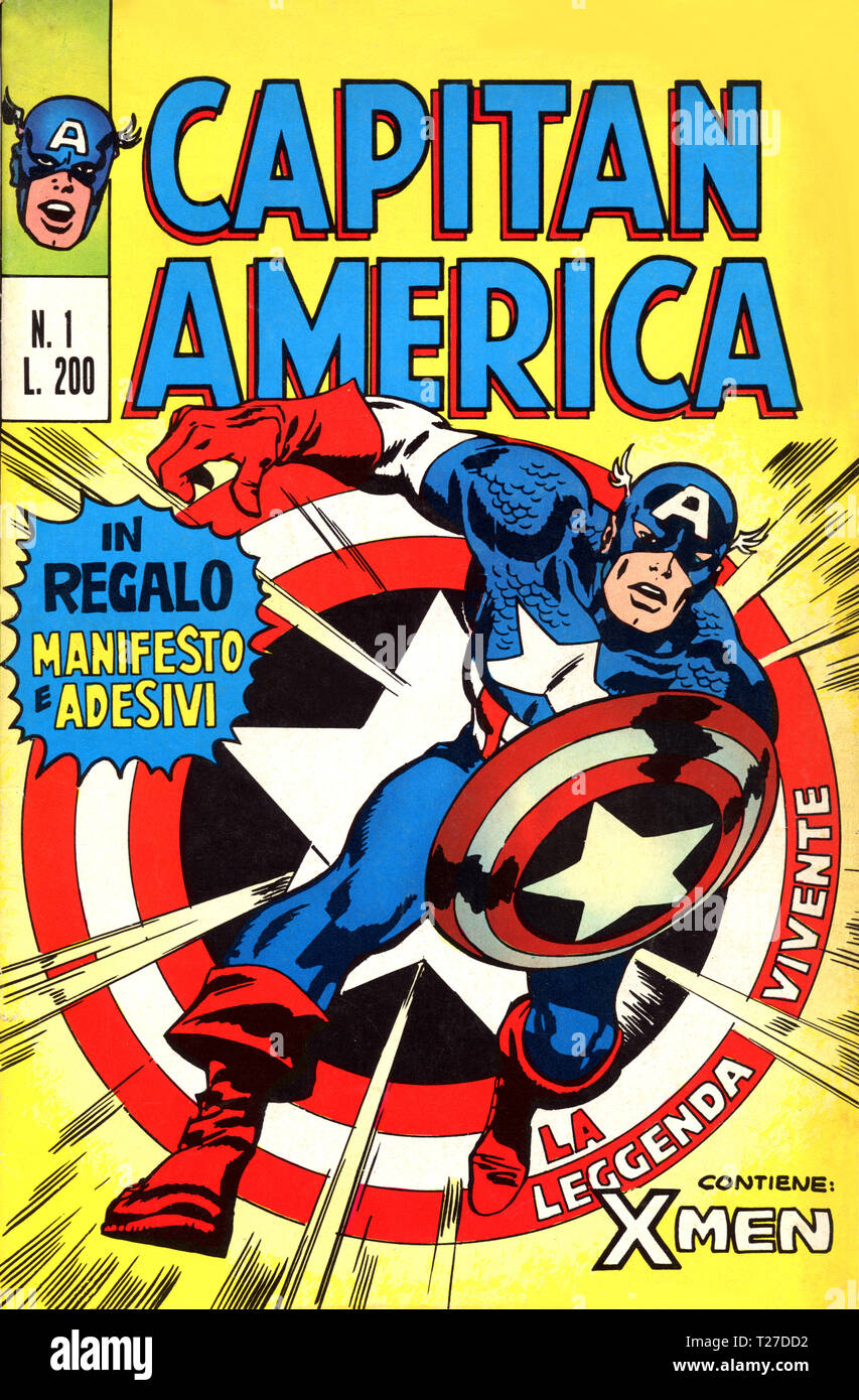 Italy - 1973: first edition of Marvel comic books, cover of Captain America Stock Photo