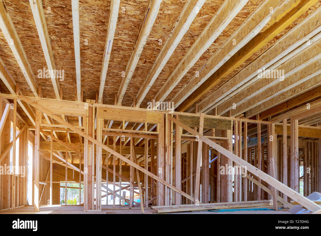 New construction of beam construction house framed the ground up ...