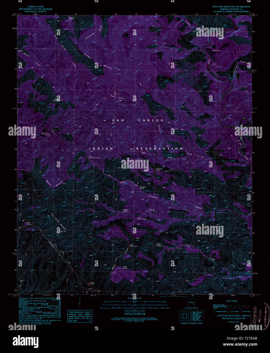 USGS TOPO Map Arizona AZ Elevator - Usgs Topo Map Arizona Az Elevator Mountain 311257 1989 24000 Inverted Restoration T27EAR 