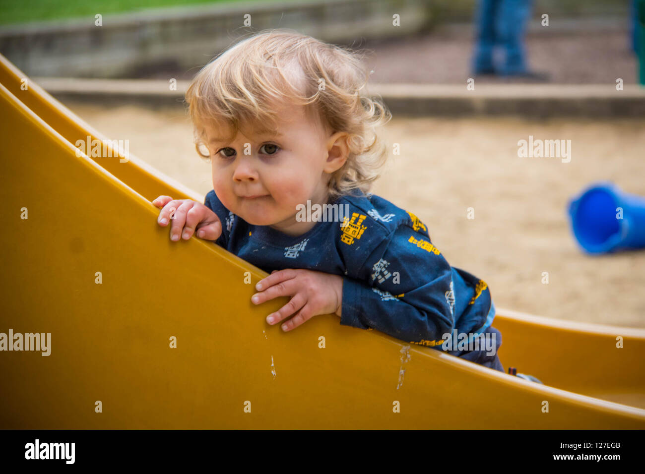 My son playing and growing up Stock Photo