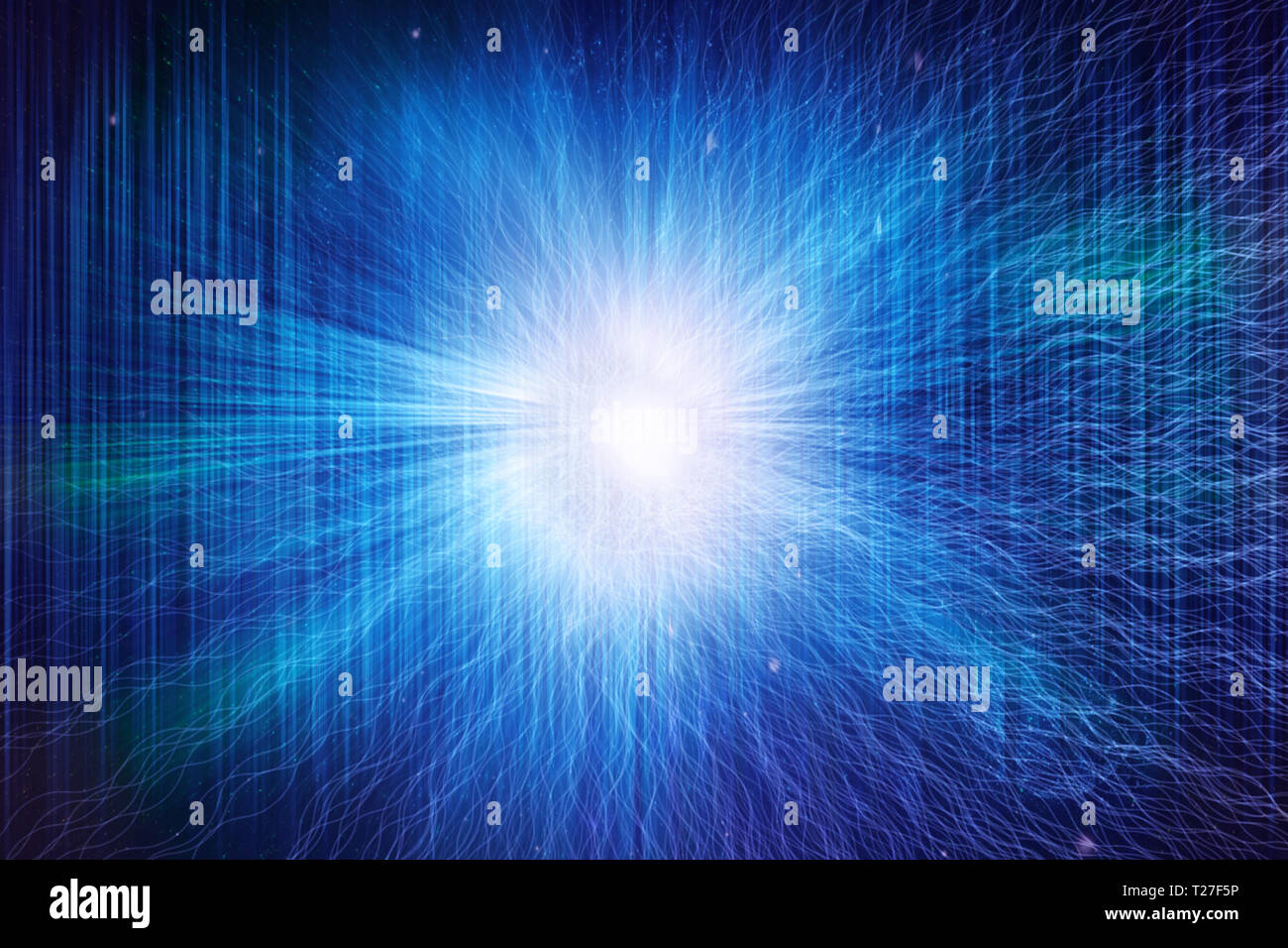 Abstract artistic digital exploding energy with colorful smooth streams ...