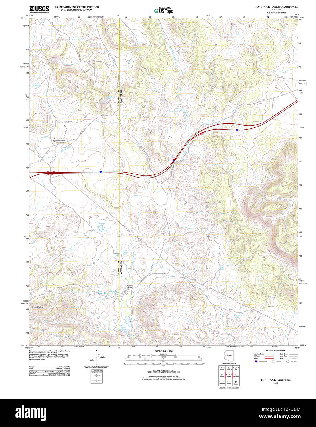 Fort Rock Ranch USGS TOPO Map Arizona AZ Fort Rock Ranch 20111109 TM Restoration Stock ...