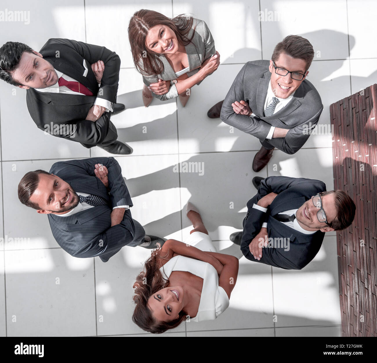 top view. business team standing in a circle Stock Photo - Alamy